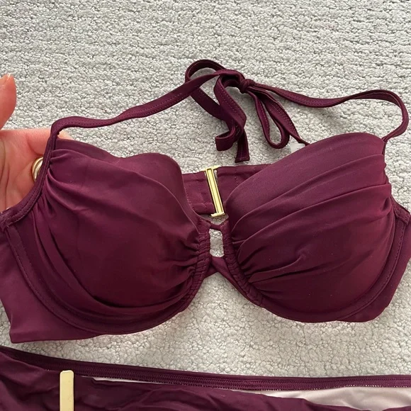 Victoria's Secret Dark Purple bikini set with gold clasps - Picture 2 of 7